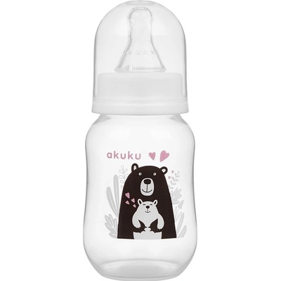 Akuku fľaša s obrázkom medveď biela 125 ml