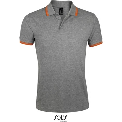 Sol´s Collection polokošile Pasadena Men krátký rukáv pánská Cot-250577n3001 melír šedá /oranžová