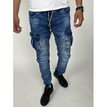 Pánské džíny modré barvy na gumu modrá