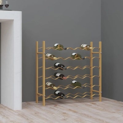 vidaXL Стойка за вино за 36 бутилки, златиста, метална (340911)