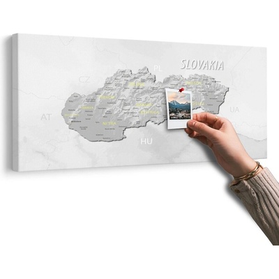Obraz na korku decentní šedo-žlutá mapa Slovenska - 120x60 color mix
