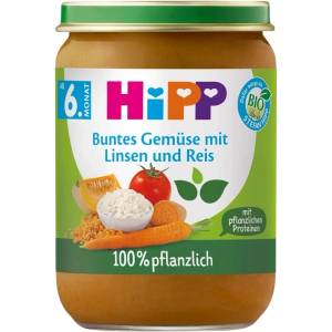 Hipp Био пюре Hipp - Зеленчуци с ориз и леща, 6 м+, 190 g (60501) - baby