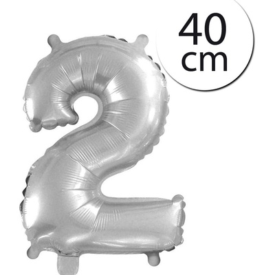 FUN RAG 4Silver 202548 Mini fóliový balón číslo 2 strieborný 40 cm
