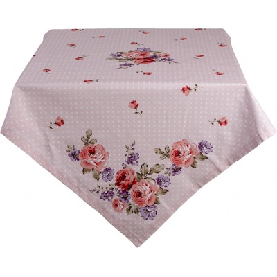 Clayre & Eef Růžový bavlna ubrus s růžemi Dotty Rose 130x180 cm