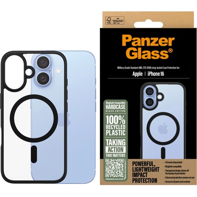 Panzer Гръб PanzerGlass HardCase за iPhone 16, Black MagSafe - Прозрачен