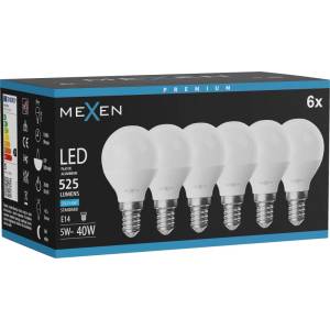 Mexen Nova 6x LED крушка E14, G45, 5W, Студена - 6500K, 525 lm - L101-E14-0565-01x06 (L101-E14-0565-01x06)