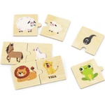 Viga Toys Дървен пъзел Viga - Животни и техните малки (44648) - ozone