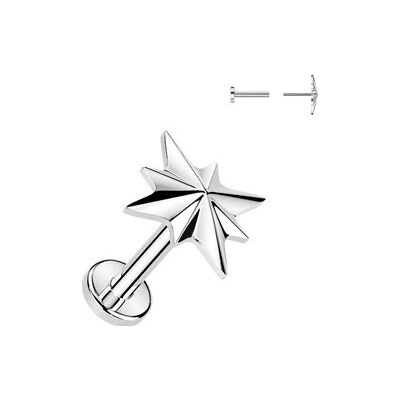 Šperky4U Piercing do brady hvězdička PUSH IN labreta TITAN TIT1644