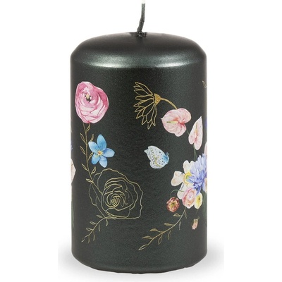 Unipar Тъмнозелена свещ , време на горене 40 h Flower Paradise - Unipar (Flower Paradise Black-Green Pillar 60x100)