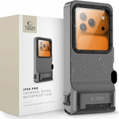 TECH-PROTECT IPX8 PRO Universal Diving Waterproof case GREY/BLACK