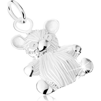 Šperky eshop Stříbrný přívěsek 925 lesklý malý medvídek gravírovaný povrch SP41.12