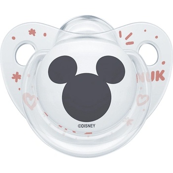 Nuk Силиконова залъгалка NUK - Mickey, 6-18 месeца, Бяла + кутийка за съхранение и стерилизация (10736329-Бял)