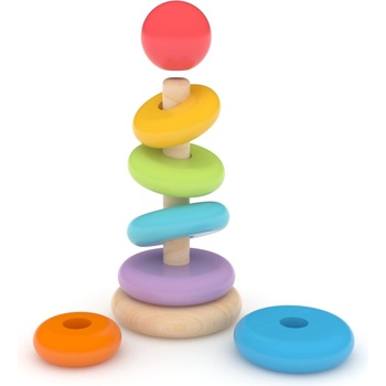 J′ adore Дървен сортер с рингове J′adore - Дъга, 8 части (JD826873)