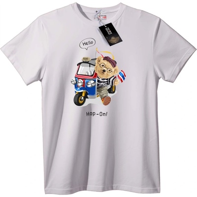 NOONEBRAND Тениска Плюшено Мече Тук-Тук - L, White