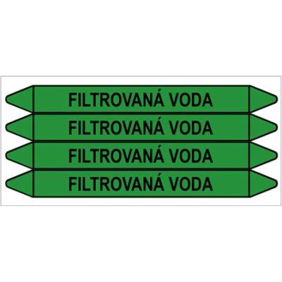 Značení potrubí, filtrovaná voda,4 ks, 250 × 26 mm PZ 009132