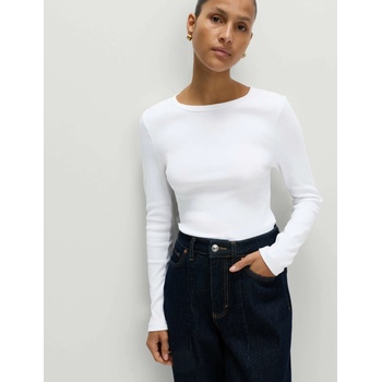 Marks & Spencer Ребрест топ с висок дял памук Marks & Spencer бял Marks & Spencer | Byal | ЖЕНИ | 14