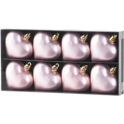 MagicHome Ozdoba 8 ks 6 cm srdcia ružové na vianočný stromček Ozdoba 8 ks 6 cm srdcia ružové na vianočný stromček