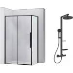 Rea Комплект душ кабина Rea Solar черна 90x120 см и душ колона Ideal Standard Alu+ черна (5902557333028+BD583XG)