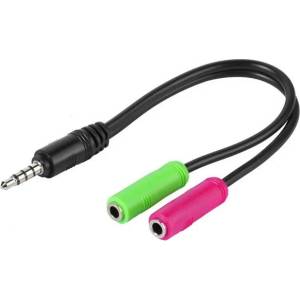 Vivanco Преходник Vivanco 45499, 3.5mm Jack(м) към 2x 3.5mm Jack(ж), черен (45499)