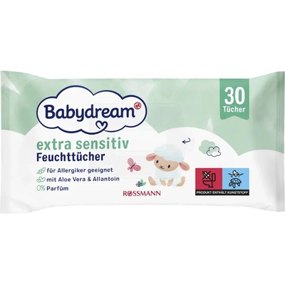 Babydream Vlhčené ubrousky extra sensitive 30 ks