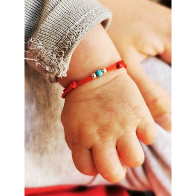 Червен конец с Тюркоаз за бебе (БГС10)