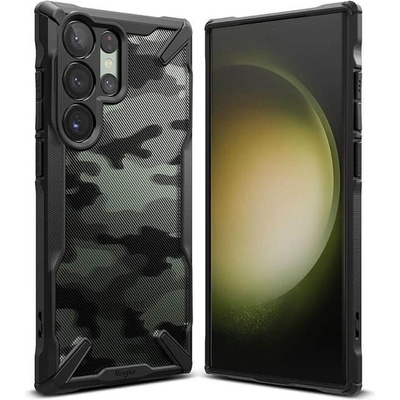 Ringke Противоударен Хибриден Калъф за Samsung S23 Ultra, Ringke Fusion X Camouflage Case, Черен (8809919300360)