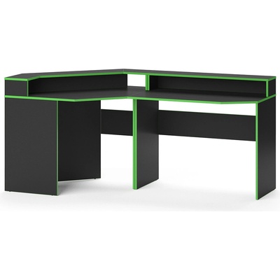 Vicco Stůl pro hraní Kron, 190 x 90 cm Rohový tvar, Zelená/Černá