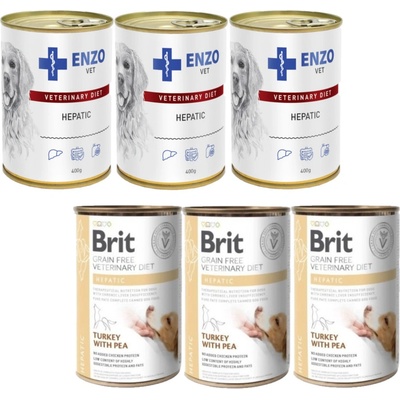 Brit GF Veterinary Diets Dog Hepatic 3 x 400 g a Enzo Vet Hepatic 3 x 400 g