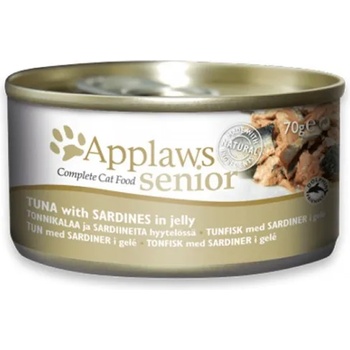 Applaws Senior Tin - Tuna with Sardine in Jelly - месни хапки с риба тон и сардина, за котки над 10 години 70 гр 1331CE-A