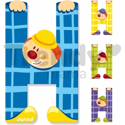 Janod drevené písmenko H lepiace žlté modré zelené fialové