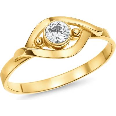 Argento Pozlátený strieborný prsteň číry okrúhly zirkón 72780