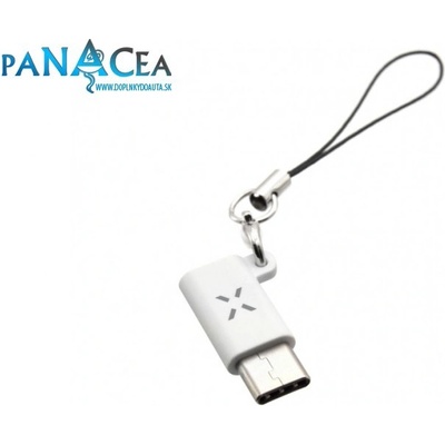 Redukcia FIXED Link pre nabíjanie a dátový prenos z microUSB na USB-C, biela