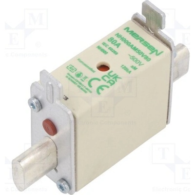 MERSEN NH000AM50V80 Pojistka: tavná; 80A; 500VAC; aM; keramická,průmyslová; NH000