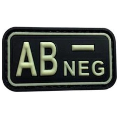 ARMED PATCHES PVC nášivka krevní skupina AB NEG, Svítící