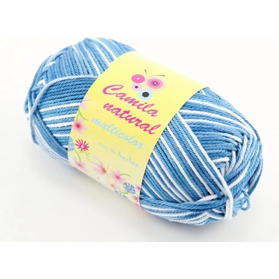 Priadza Camila natural multicolor -modrá - číslo farby 9079