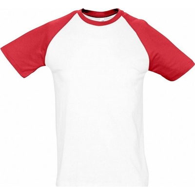 Sol's tričko Raglan Funky s kontrastními rukávy červená L140 bílá