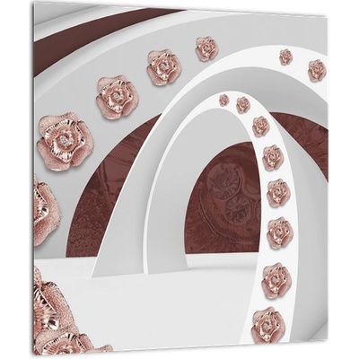 Skleněný obraz - 3D oblouky s květy, jednodílný 30x30 cm na skle
