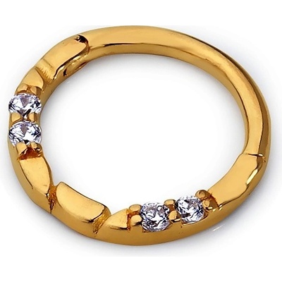 Lillian Vassago Zlatý piercing kroužek se zirkony LLV92-GPI007SP