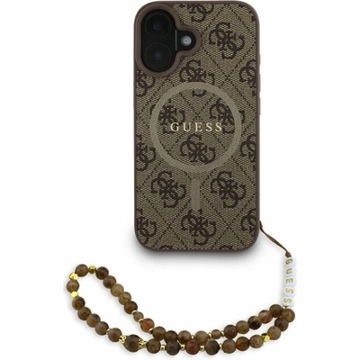 Guess PU Leather 4G Colored Ring Strap MagSafe Zadní Kryt pro iPhone 16 Brown