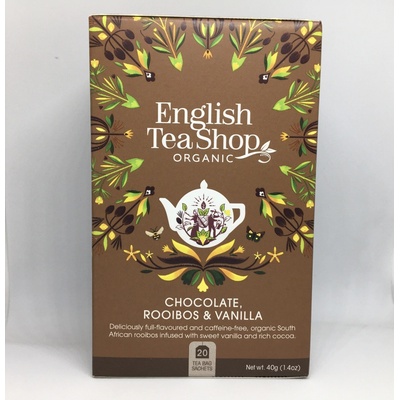 English Tea Shop čaj Čokoláda rooibos a vanilka redesign Mandala Bio 20 sáčků