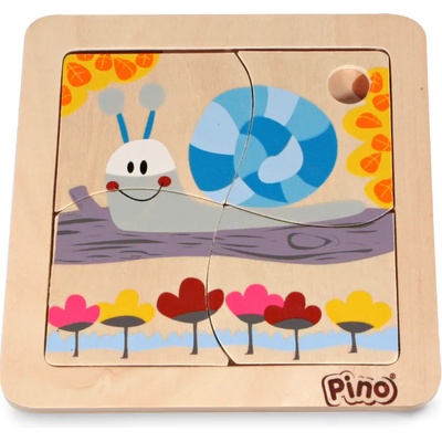 Pino Дървен мини пъзел Pino - Охлюв, 4 части (4733-4)