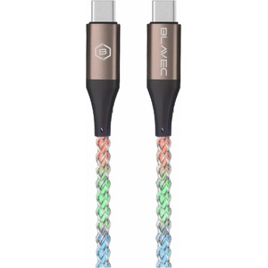 Blavec Кабел с въжена оплетка и бързо зареждане за устройства с USB-C порт - Blavec Neon USB-C to USB-C Cable 60W PD (светещ) (100 см) (CNE-CC3L1)
