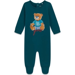 Guess Бебешки памучен гащеризон Guess Bear - Изумрудено зелено / Петрол