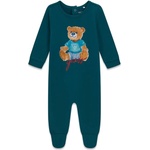 Guess Бебешки памучен гащеризон Guess Bear - Изумрудено зелено / Петрол