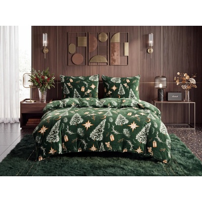 Textilomanie Obliečky mikroplyš GREEN Christmas zelené 70x90 140x200