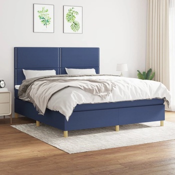 vidaXL Боксспринг легло с матрак, синьо, 160x200 см, плат (3142271)