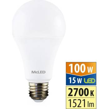 McLED LED žárovka E27 15W 100W teplá bílá 2700K