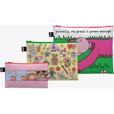 Loqi taštičky na zips 3 ks Rosie Pink Collection