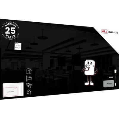 ALLboards CLASSIC TS 200 x 120 BK Skleněná tabule 200 x 120 cm