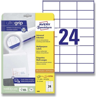 Avery Zweckform 3490 univerzální etikety 70,0 x 36,0 mm 720 etiket bílé